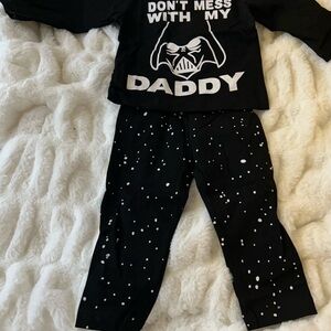 Black Graphic Top and Pants Set